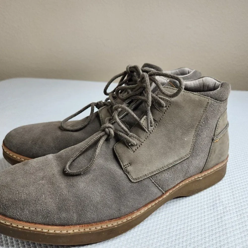 Ahnu Chukka Boots Broderick Mens 12 Lace Up Leather Brown Taupe Ankle Suede